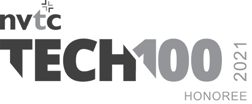 NVTC tech 100 2021 honoree logo in grayscale